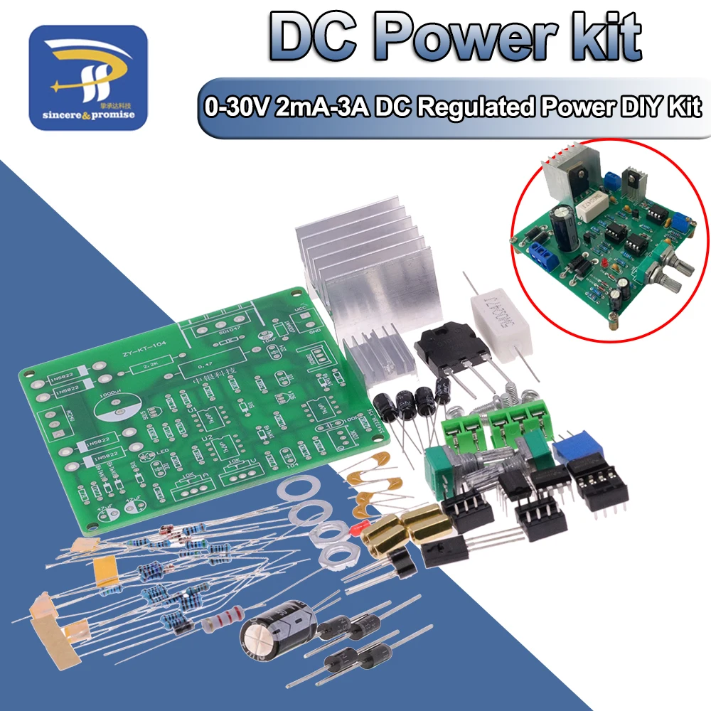 0-30V 2mA-3A DC Regulated Power Supply DIY Kit Continuously Adjustable Current Limiting Protection Voltage Regulator Set