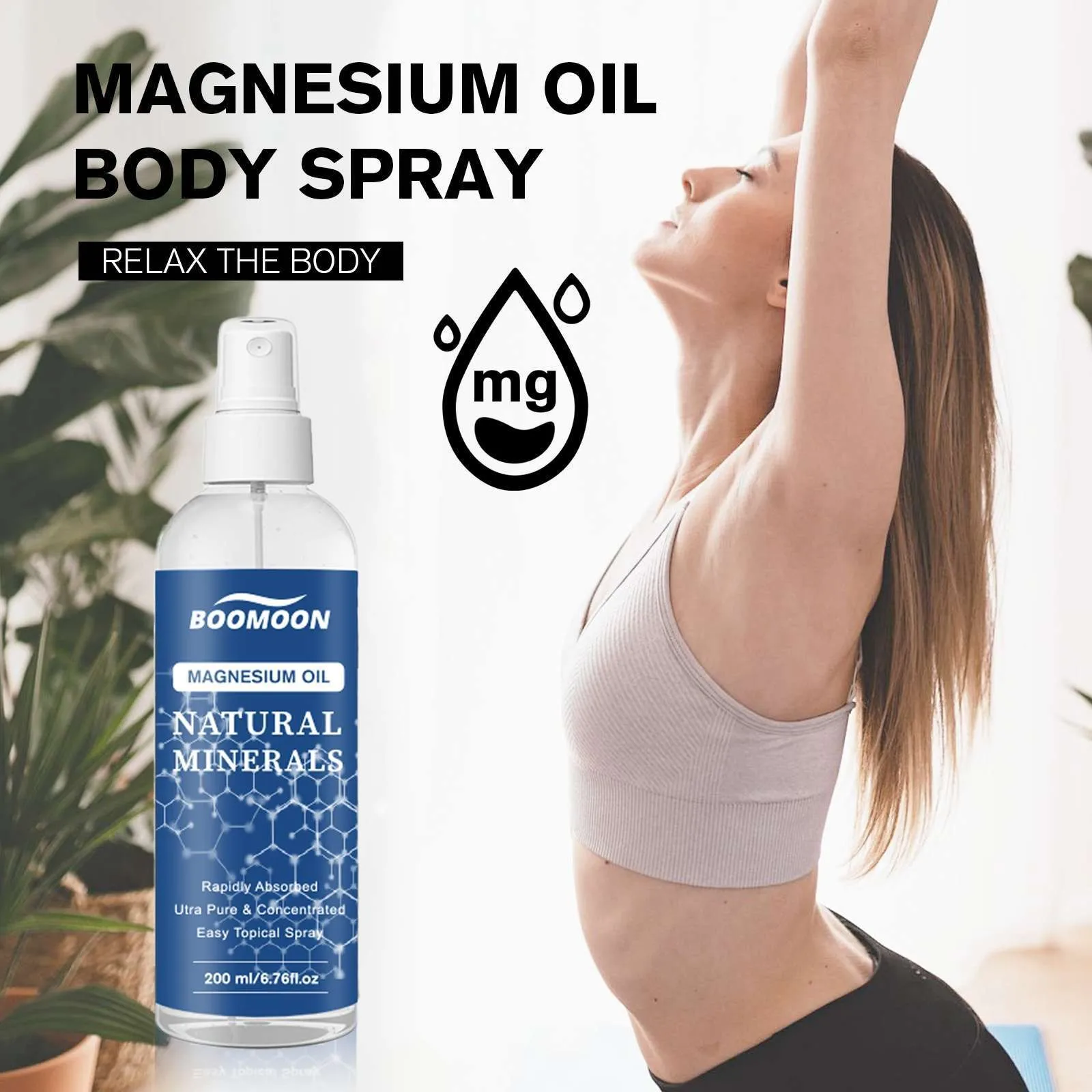 200ml Magnesium Oil Spray Bottle With Magnesium Chloride Topical Magnesium Supplement For Skin Application And Dermal Absorption