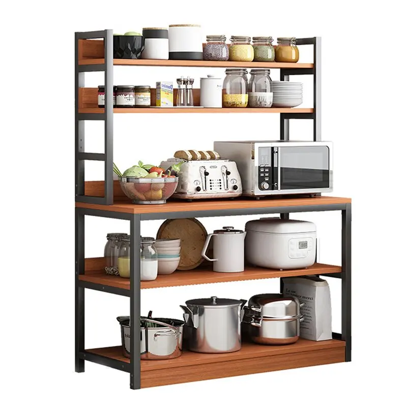 

For Iron Frame Wooden Kitchen Serving Baker Rack Display