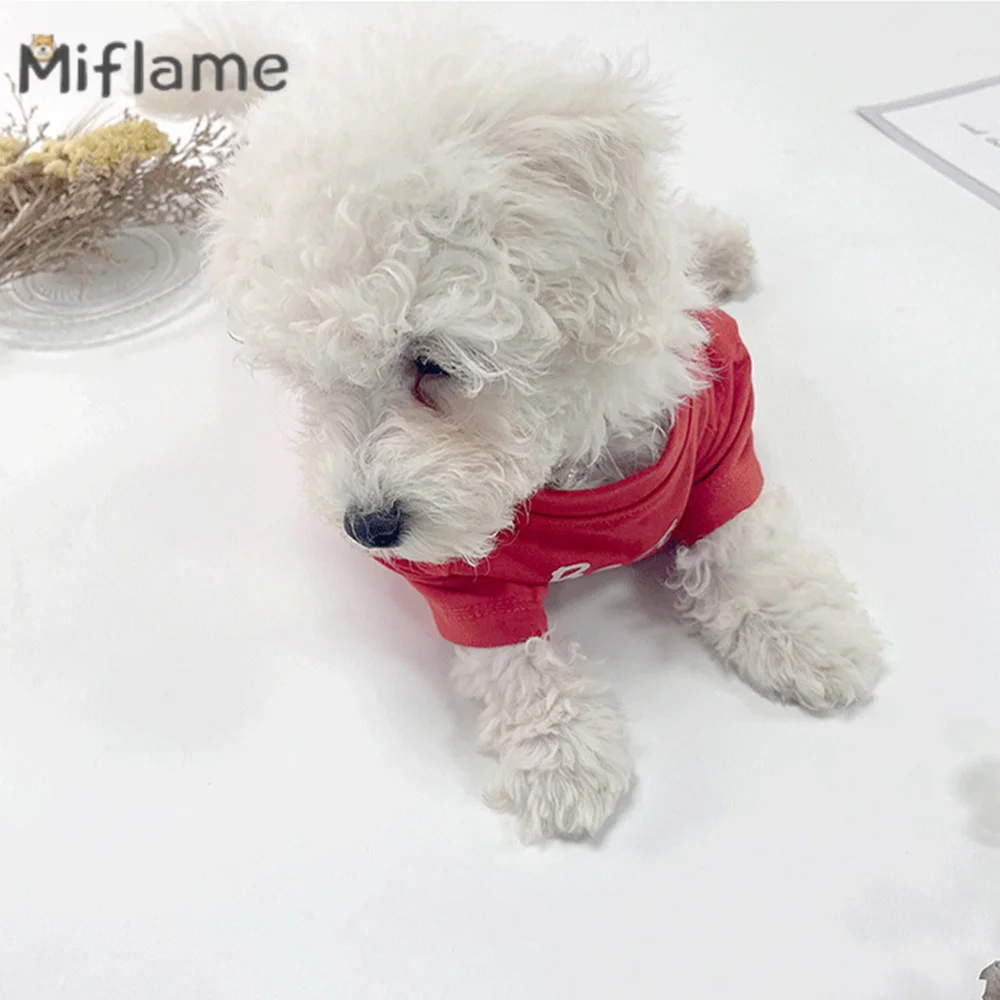 Miflame stampato Casual maniche corte canotta per animali domestici estate sottile metà piccolo cane girocollo t-shirt Schnauzer Bulldog francese Teddy