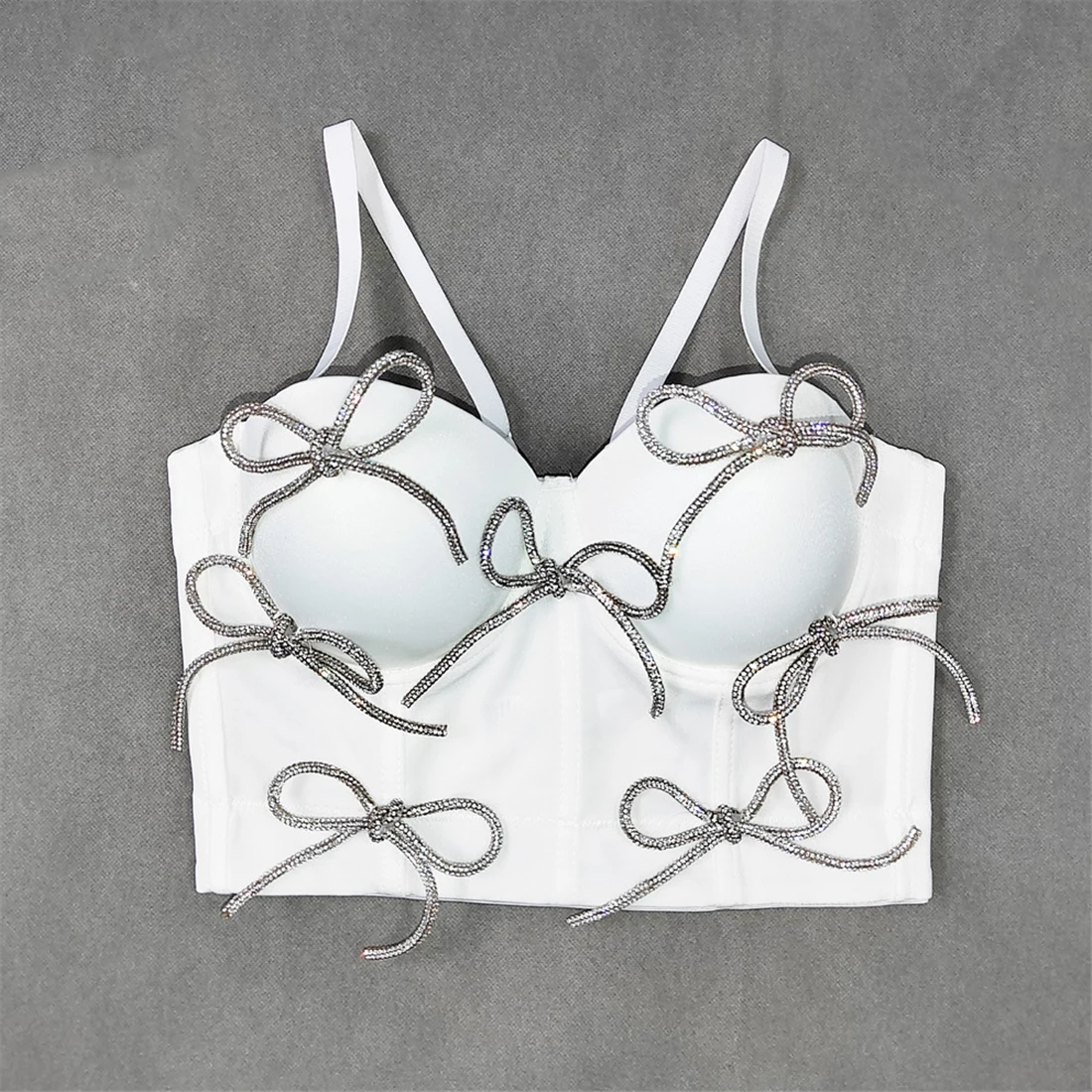 

Crop Top Rhinestone Shniy Corset Bra Nightclub Party Bustier Runway Show Sexy Clothing Rave Festival lingerie Female Summer