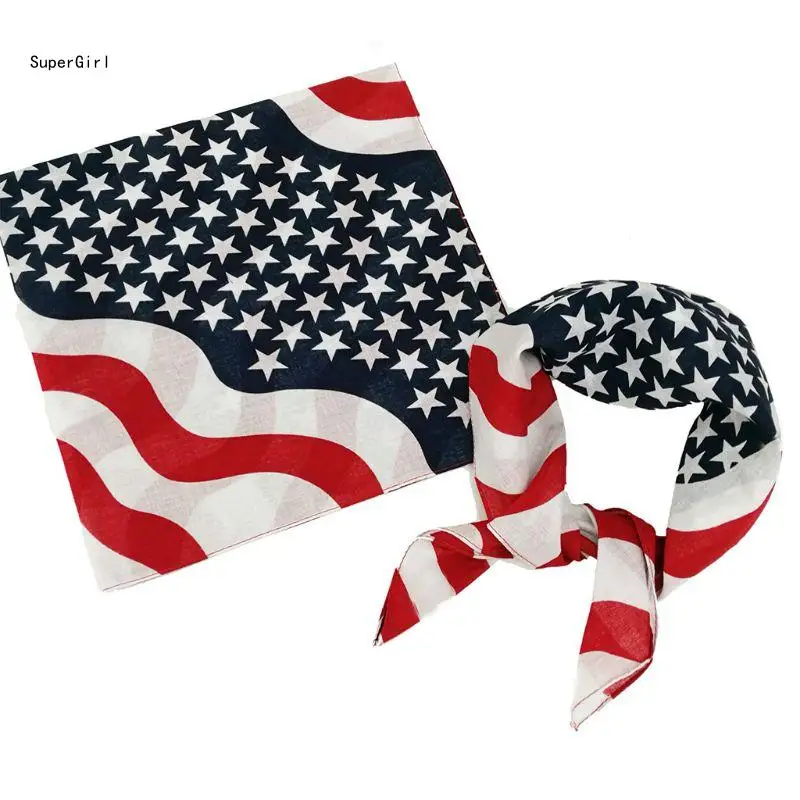 Хип-хоп хлопковая многоцелевая бандана квадратный шарф полосатый повязка на голову с американским флагом и принтом носовой для и