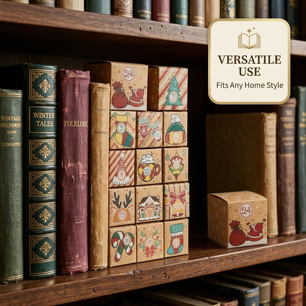 24-Tage-Adventskalender-Geschenkbox aus Papier, befüllbare Adventskalender-Süßigkeitenbox für Weihnachtsfeier-Zubehör – Detail 3