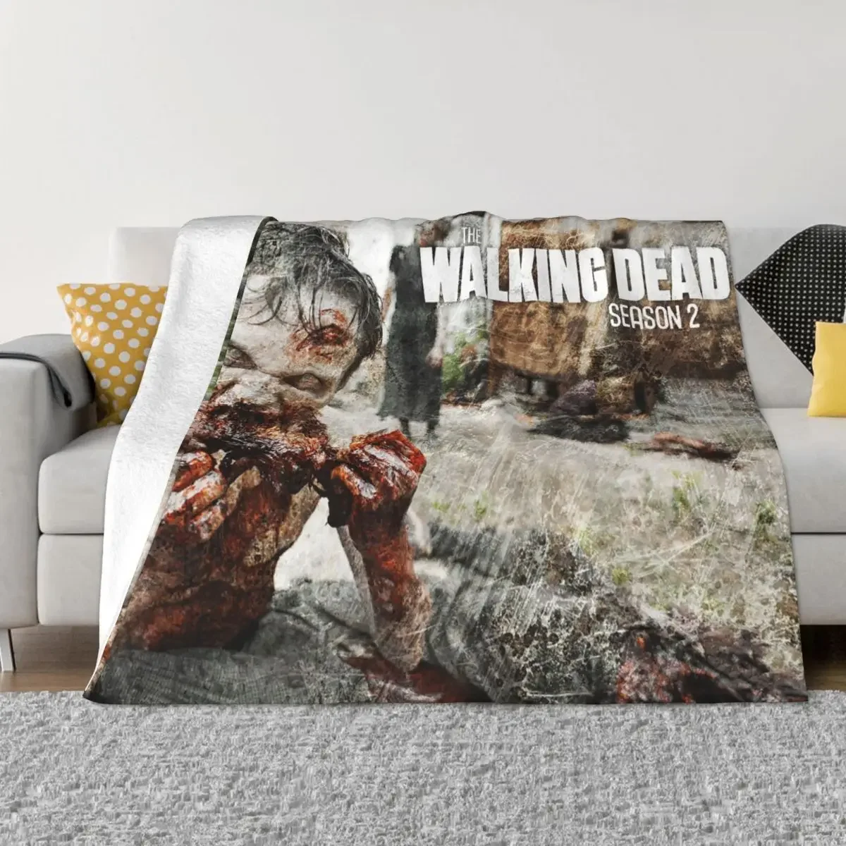 

Horror Zombie Blanket Cover The Walking Dead Wool Throw Blanket Home Couch Printed Ultra-Soft Warm Bedspread