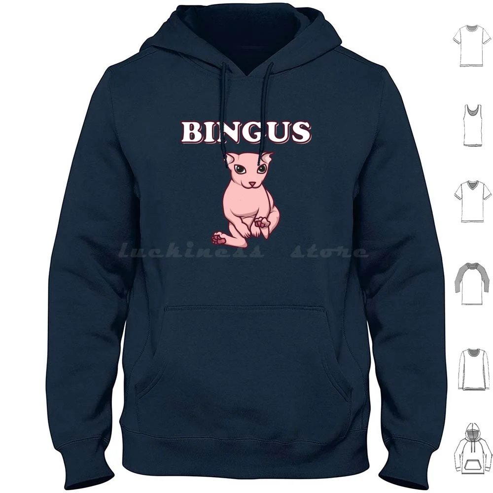 Bingus Title Hoodies Long Sleeve Bingus Bingus Meme Bingus Cat Bingus Cat Meme Sphinx Cat Bingus Spinx Cat White Text