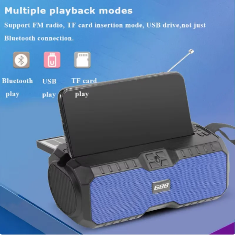 

Portable Caixa De Som Bluetooth Speaker FM Radio Emergency Solar Charging Receiver Removable Battery Wireless Support Handsfree