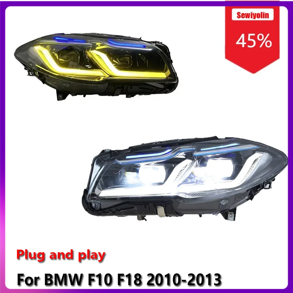

Автомобильные светодиодные фары, аксессуары для BMW F10 F18 2010-2013, двухцветные DRL, стоп-сигнал, указатель поворота, Plug and Play
