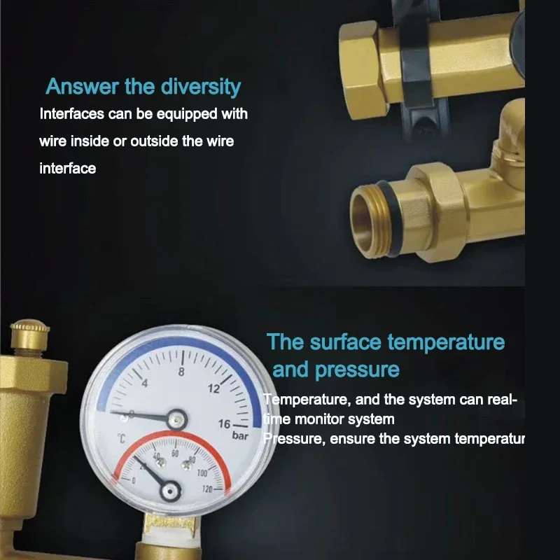 DF-1009 Sistema collettore a pavimento con pompa di circolazione dell\'acqua calda e fredda per riscaldamento sotto il pavimento 0-90 ℃   Valvola