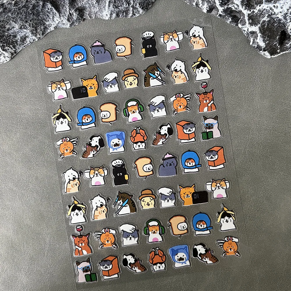 Cat Dog Mini Pvc Poster Goods Sticker Nail Art Cartoon Cute Decals Stationery Phone Laptop Luggage Graffiti Phone Case Stickers