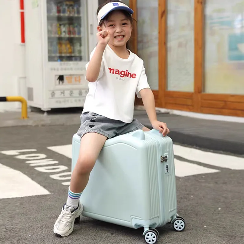 Children's suitcase Girl 12 year old boy baby can ride travel trolley luggage box 16/18 inch carry-on walking baby password case