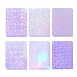 36 Sheets Holographic Stickers, Clear Vinyl Sticker Laminate Film Self-Adhesive, Decorative Art Projects