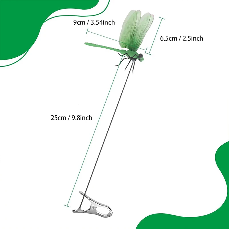 6pcs Fake Dragonfly Clip Garden Stake Decoration Simulated Dragonfly Pole Holder Fly Repelling Outdoor Pests Deterrent Device