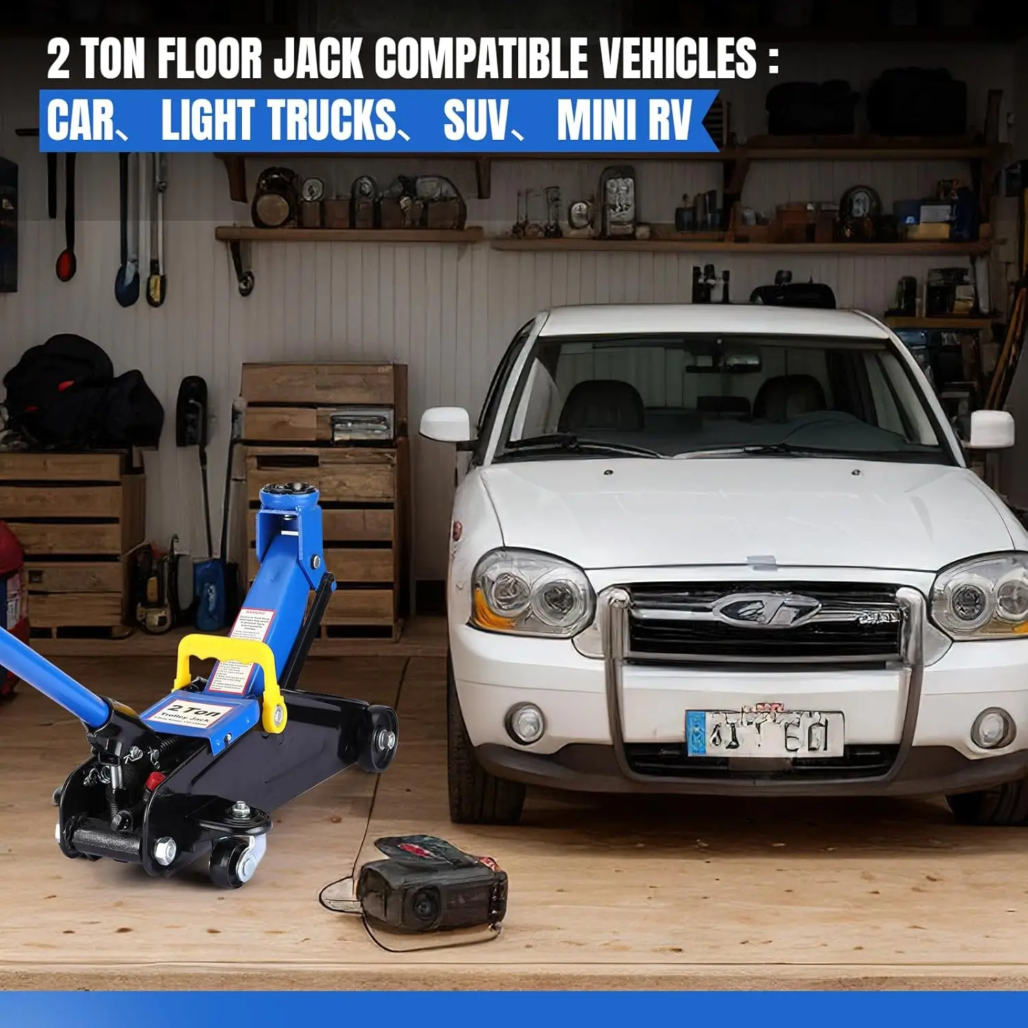رافعة أرضية هيدروليكية 2 طن، مضخة رفع سريعة للسيارة، مقبس عربة فولاذي عالي التحمل، نطاق 3.35 بوصة - 13 بوصة