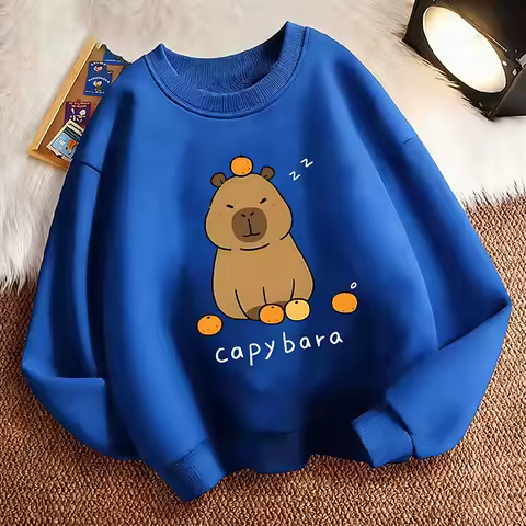2026 Trendy Capybara Funny Children's Hoodie Sweatshirt Cute Harajuku Hoody for Boys Girls Autumn Spring Casual Hoodies