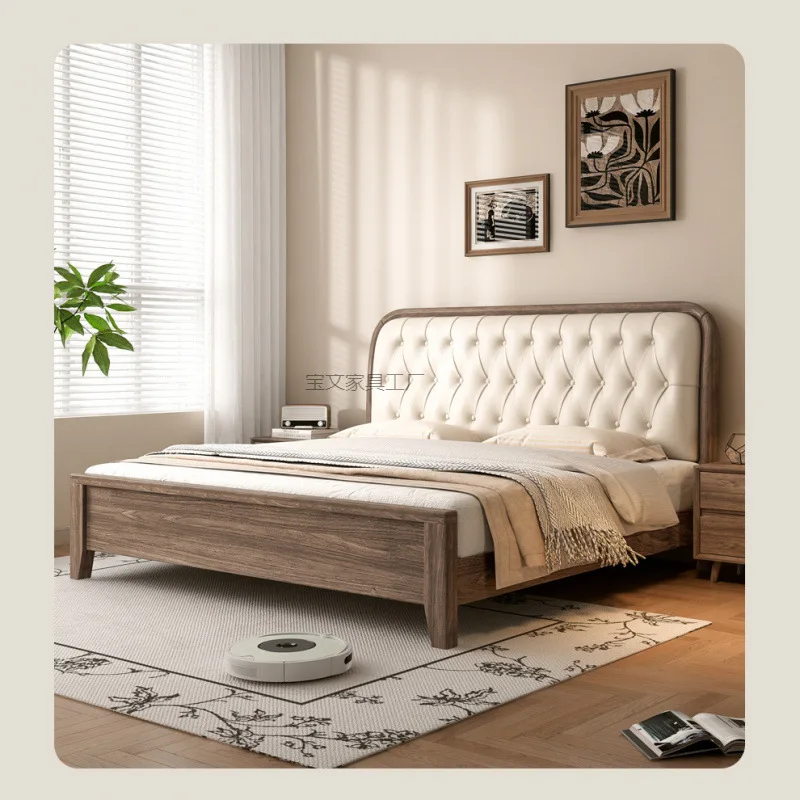 

All solid wood, black walnut, light luxury, single, double, suspended, simple, master bedroom