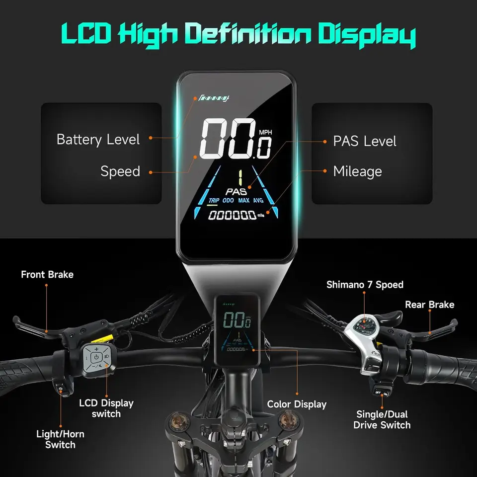 BAOLUJIE 2603 Electric Bike Adults Ebike 52V 32AH Removable Lithium Battery Max Speed 35MPH Range 34-41 Miles【1 Year Warranty】 image 8