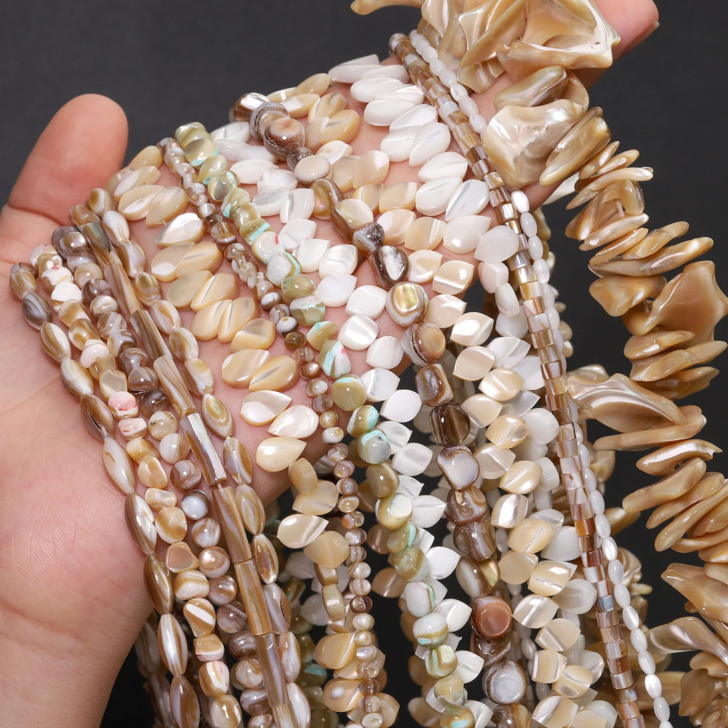 Electroplated Colorful Multiple Shapes Water Droplet Tube Irregular Melon Seed Shape Shell Pearl Beads for DIY Jewelry Necklace