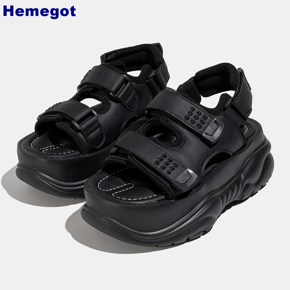 

Thick-Soled Sports Roman Sandals Open Toe 2024 Summer Outdoor Casual Beach Retro Sandal Black Ladies Hook & Loop Sports Sandals