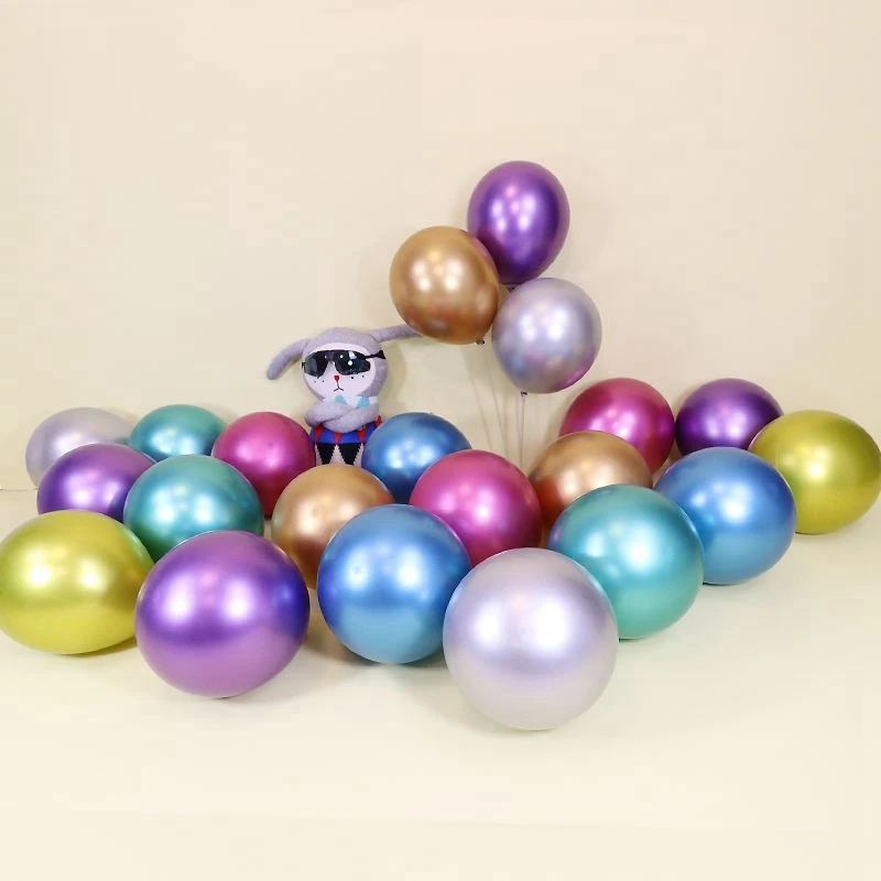ABMO 50Pcs 10 Inch Metallic Latex Balloons Thick Chrome Glossy Metal Pearl Balloon Globos For Party Decor
