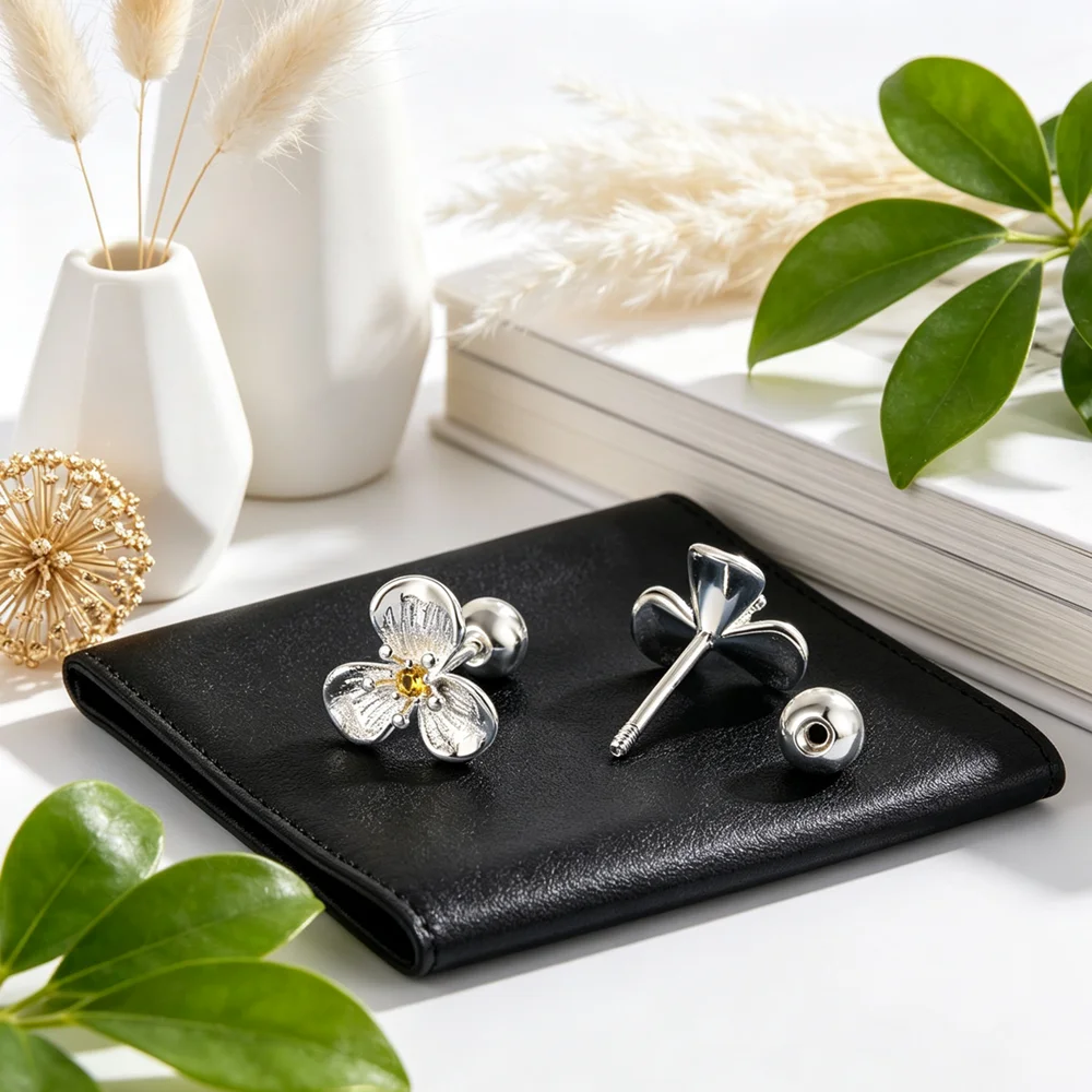 New Fashion 925 Sterling Silver Flower Stud Earrings for Women Daily Wear High Quality Attractive Jewelry