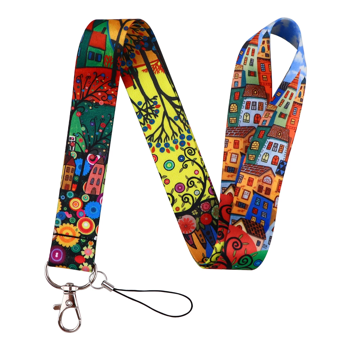 Forest House Lanyards for Key Art Painting Tree Neck Strap For Card Badge Gym Keychain DIY Hanging Rope Phone Accessories