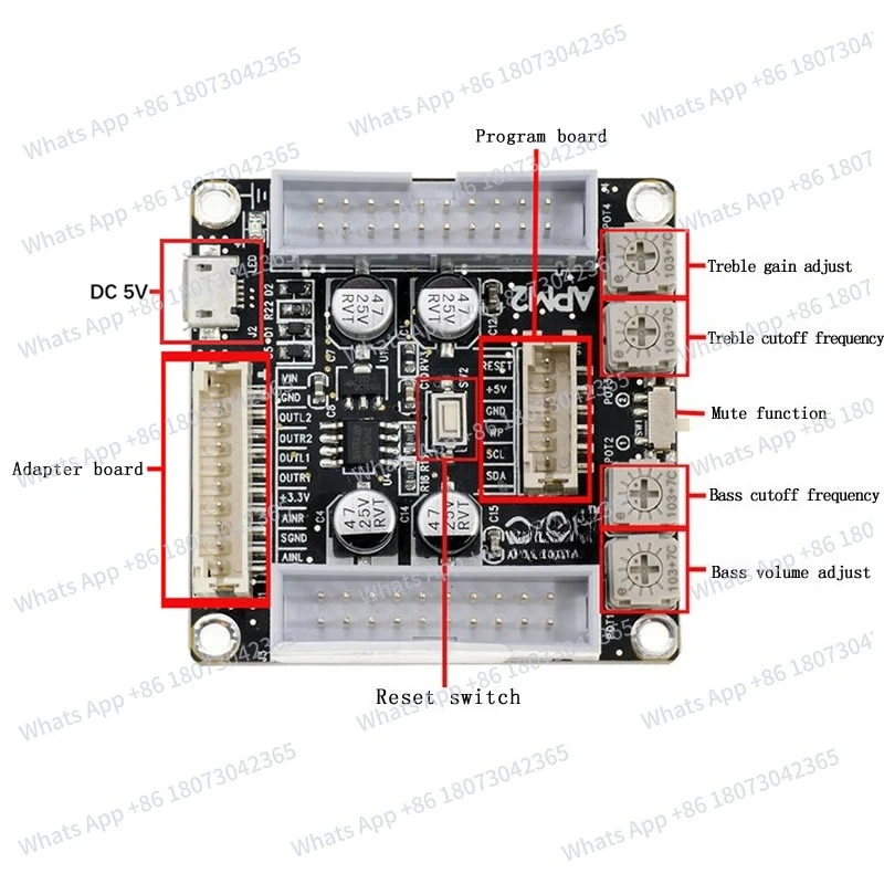 

adau1701 2.1 dsp Аудиопроцессор Предварительная регулировка громкости Плата управления Электронная двухчастотная