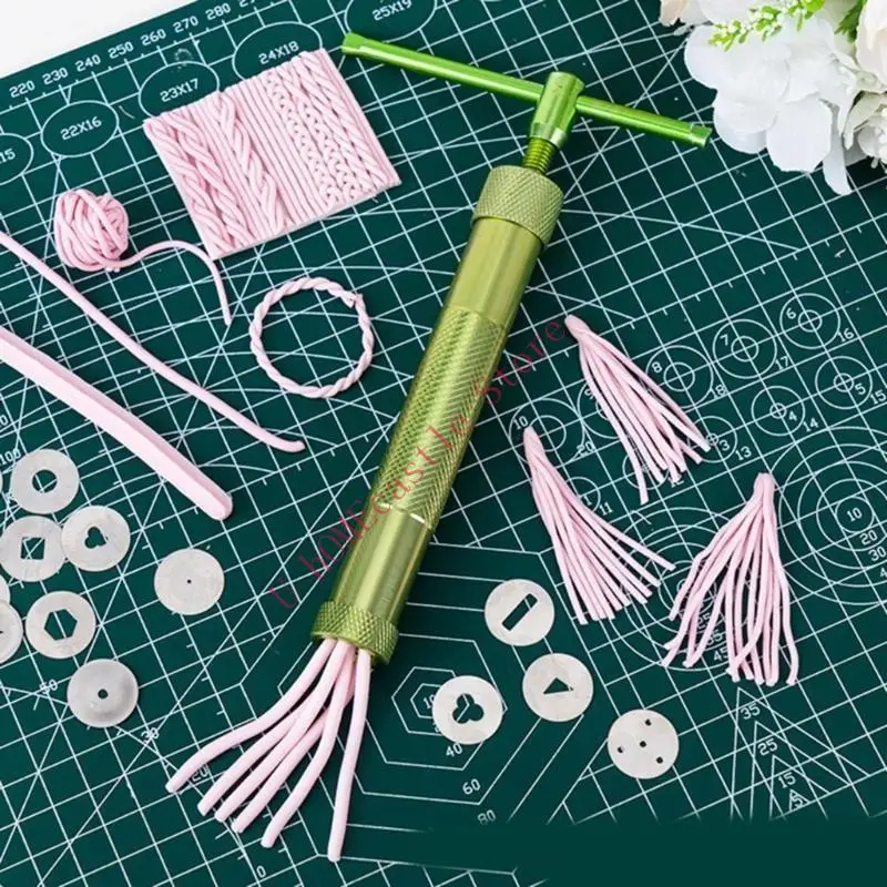 63HF Clay Press Clay Extruder Fondant Press with 20 Tips Cake Decorating Tool Set Sugar Pastes Extruder Rotary Mold Tool Set