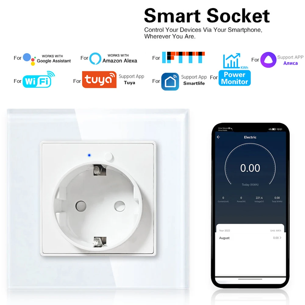 Para el asistente de Google, enchufe Wifi inteligente, gestión de energía, soluciones de gestión de energía para automatización conveniente del hogar