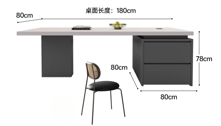 Medieval cream wind flush island table integrated rock slab rectangular household space saving storage