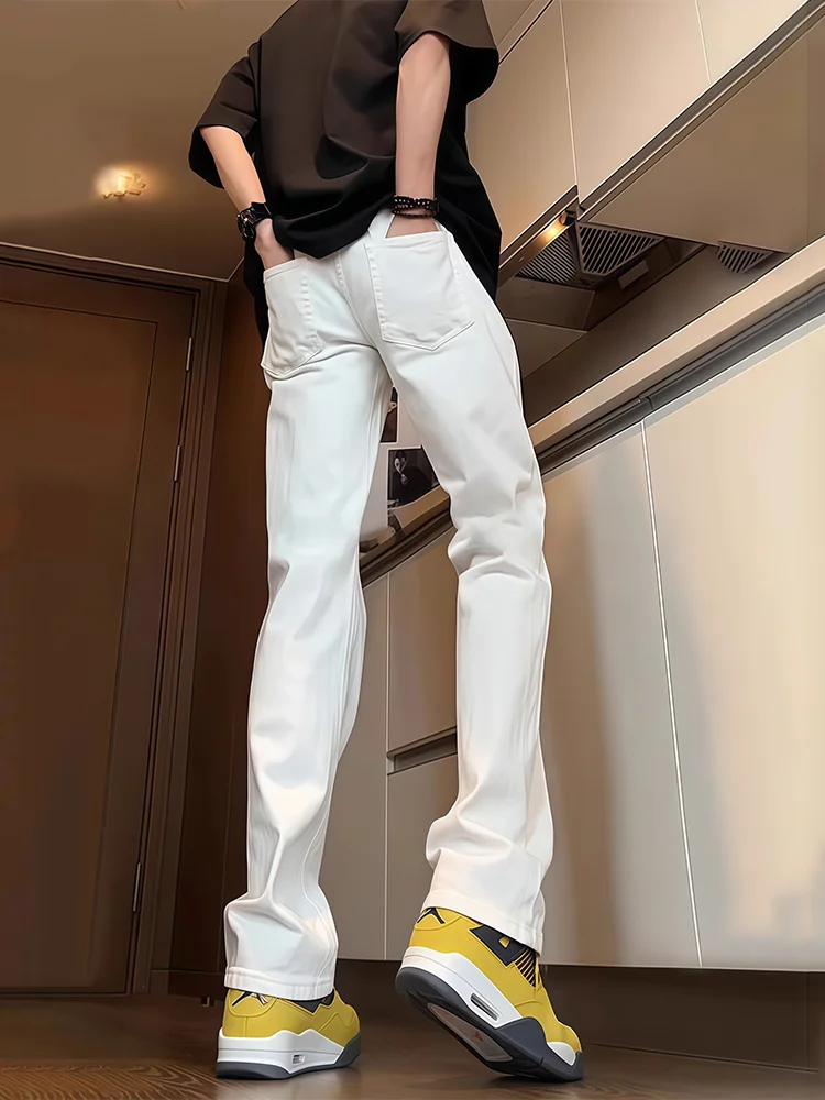 

Мужские джинсы Cleanfit белые, летние, тонкие, в американском стиле High Street, прямые брюки, расклешенные брюки-клеш, молодежная одежда