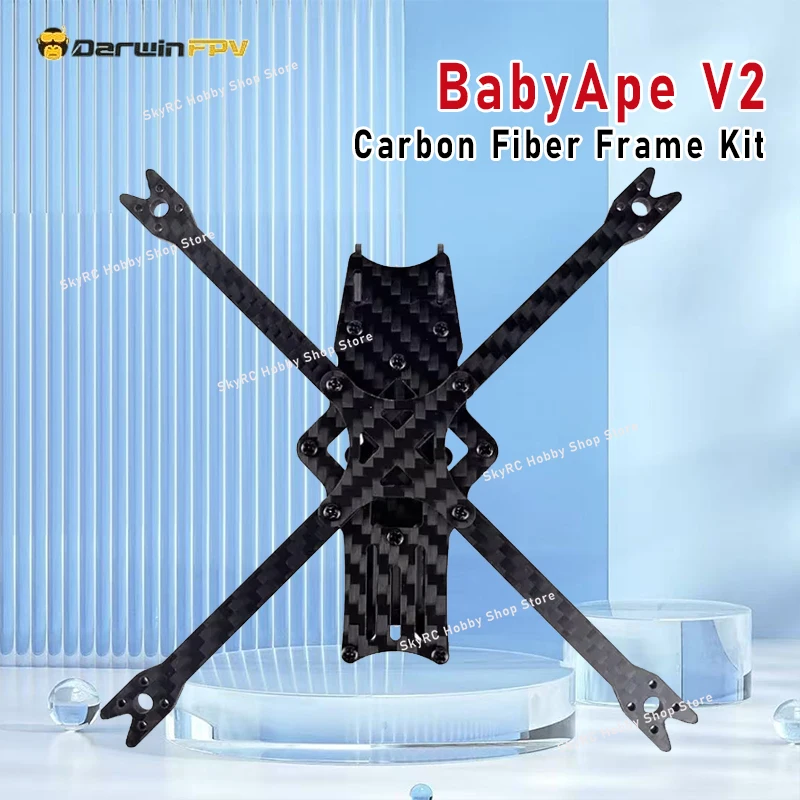 DarwinFPV BabyApe V2 3K Carbon Fiber Frame Kit, 3Inch Toothpick 143mm Wheelbase True X Design FPV Model Assembly Accessories