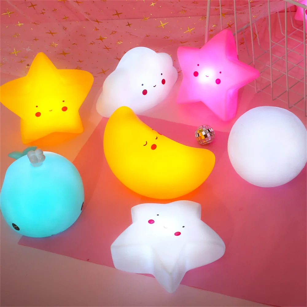 Cute Cartoon Animal LED Night Light, Urso, Unicórnio, Nuvem, Estrela, Lua, Luz noturna para bebê, crianças, cabeceira, quarto, lâmpada da sala de