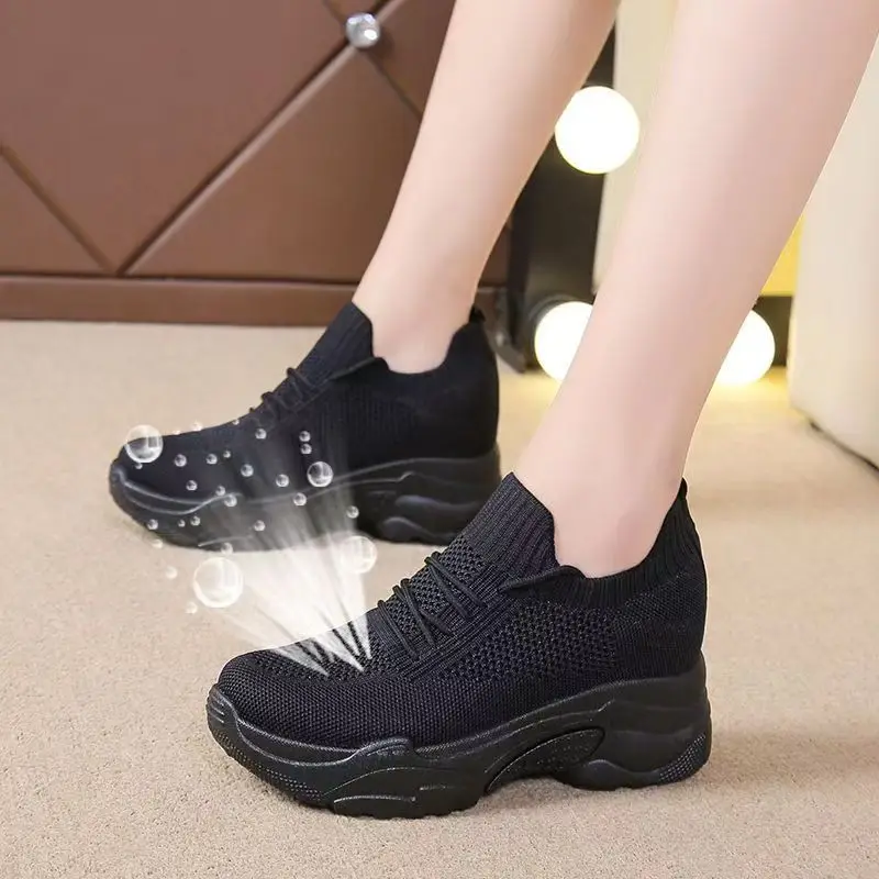 2026 Web celebrity breathable mesh fabric thick-soled shoes for women spring and autumn fashion casual shoes