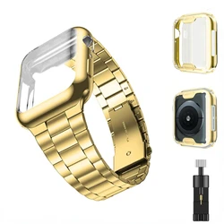 Correa de Metal con carcasa blanda para Apple watch, pulsera de acero inoxidable para iwatch Ultra 49mm, 9, 8, 7, 45mm, 41mm, 6, 5, 4, 3SE, 44mm, 40mm