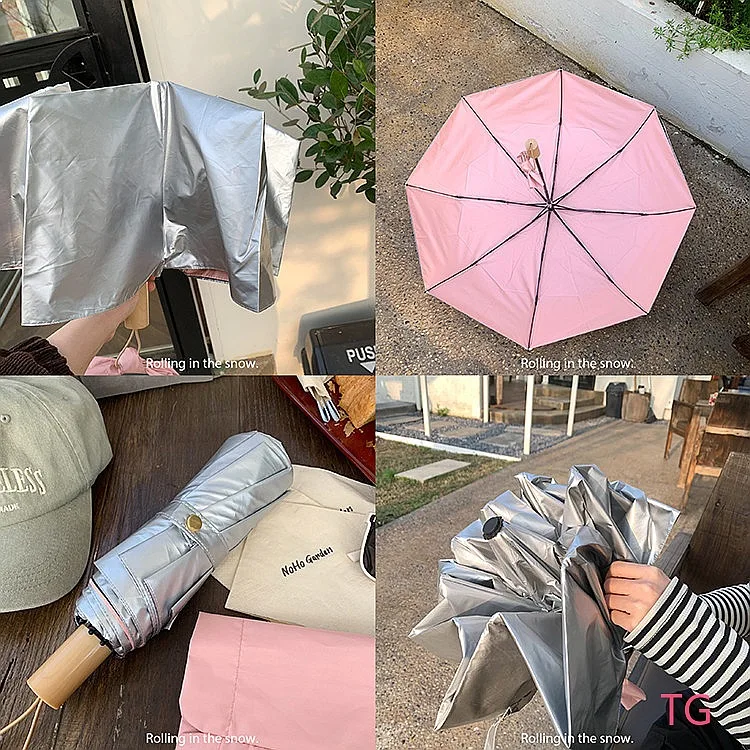 Titanium Silver Double Layer Black Coating Umbrella UV Protection Rain Sun Dual Use
