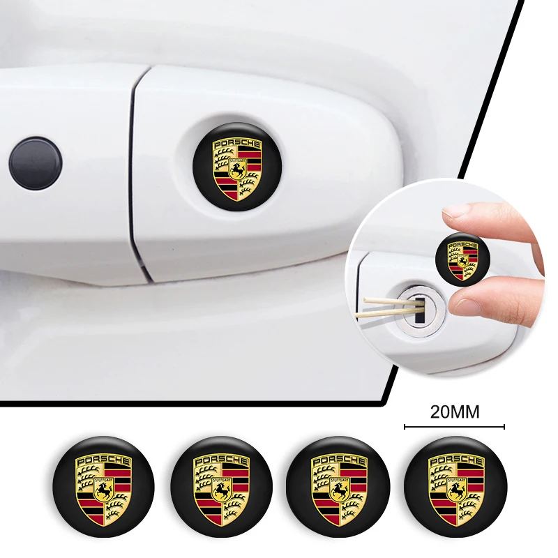 4PCS Car Door Lock Eye Stickers Protect Against Dirt Stickers For Porsche 911 Cayenne Carrera-GT 928 Panamera Boxster Macan 918