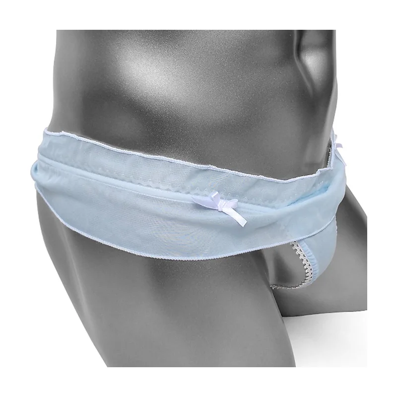 

Ruffles Panties Mens Sexy Lingerie Thong Softy Organza See Through Bikini Briefs Underpants Brand Male Sissy