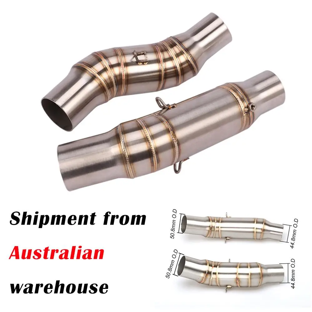 A Pair For Kawasaki Z1000 10-21 Z1000XR 10-19 Motorcycle Exhaust Mid Link Pipe 51MM Muffler Escape Stainless Steel Connect Tube