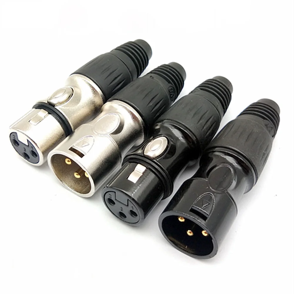 1pc New XLR Cannon Male Female DIY Audio Plug Connector Big Three-pin Balanced Mixer Microphone Cannon Male and Female Plug