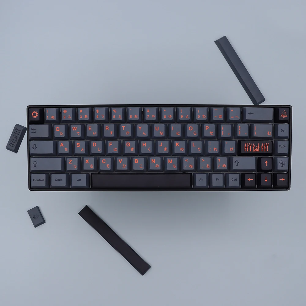 150 Keys Japanese Cherry profile Dye Sub Cinder Keycap Set PBT  Grey on Black  for GMK gh60 xd64 xd84 xd96 87 104 bm60 bm68