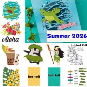 June 2026 Plumeria Spray Metal Cutting Dies Clear Stamps Stencil Island Style Hot Foil For DIY Decorating Scrapbook Gift Card