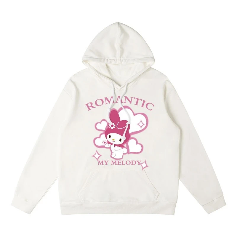 

Sanrio collaboration hoodie women's hooded hoodie Cinnamoroll Melody Kuromi Hello Kitty women's sportswear couple hooded hoodie