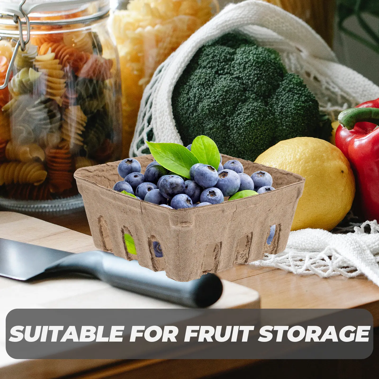 50 pcs Storage Kitchen Cabinet Halloween Christmas New Year Berry Basket Paper Basket Fruit Basket Storage Storage Basket Pulp