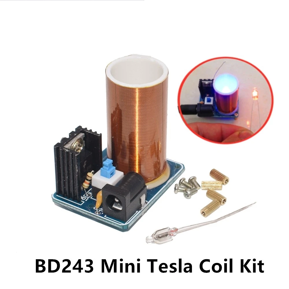 BD243 BD243C Mini Tesla Coil Kit puntelli magici parti fai da te tecnologia luci vuote elettronica fai da te BD243C modulo bobina Mini Tesla fai da