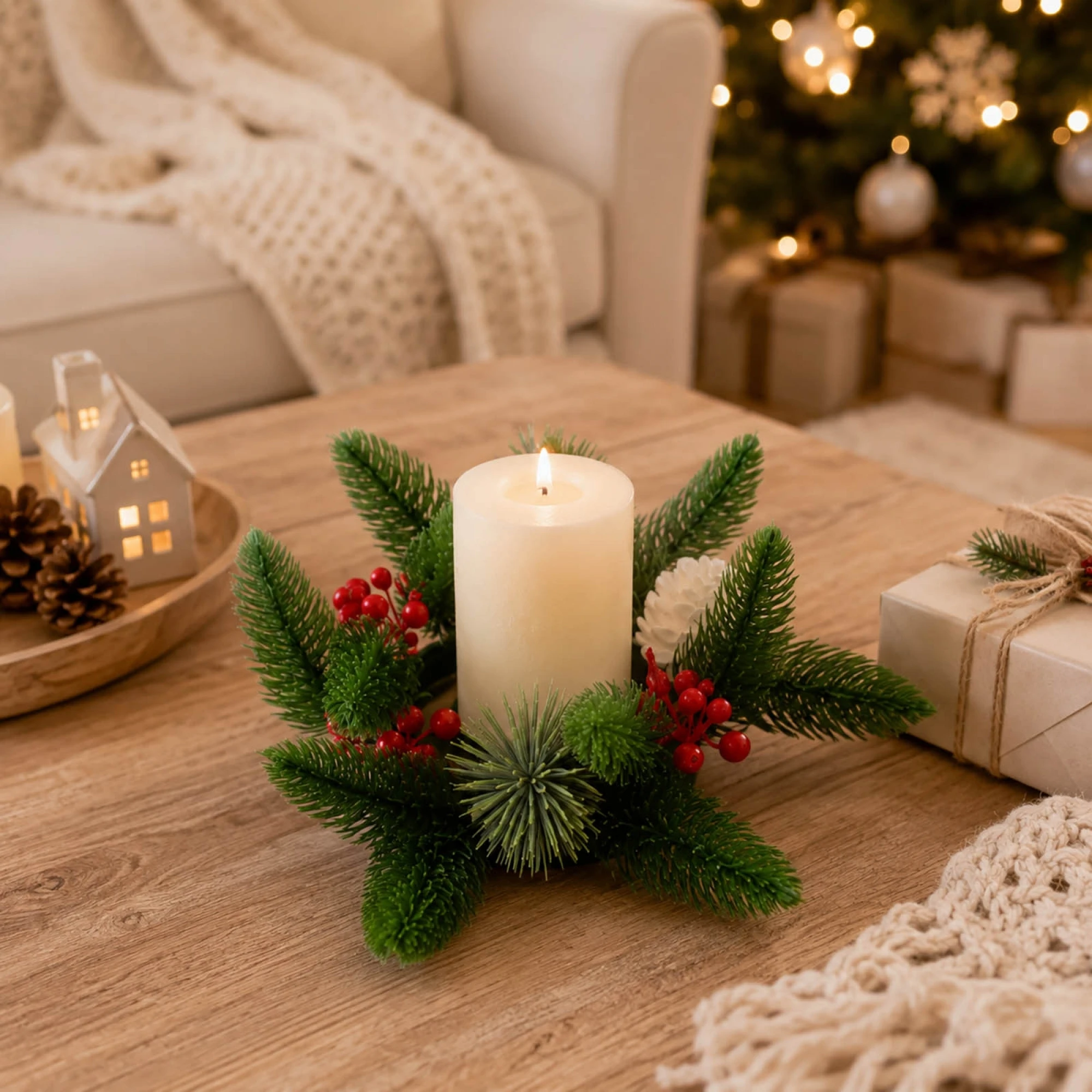 Fake Berries Mini Christmas Party Wreath Rings Mini Wreath Holiday Decor Wreath Holiday Christmas Candle Rings