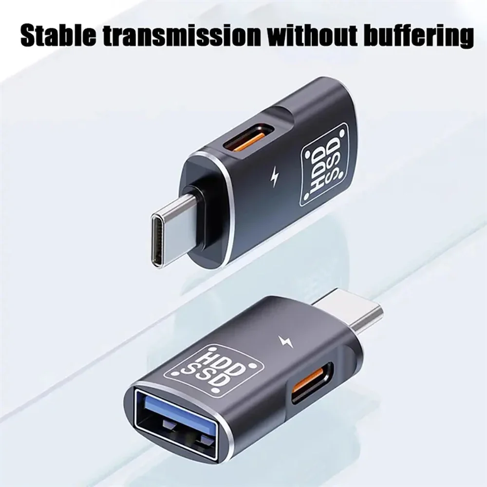 USB C OTG Adapter 2 in 1, Type C Male to USB & Type C Female Fast Charging Data Sync Converter for Smartphone cable saver