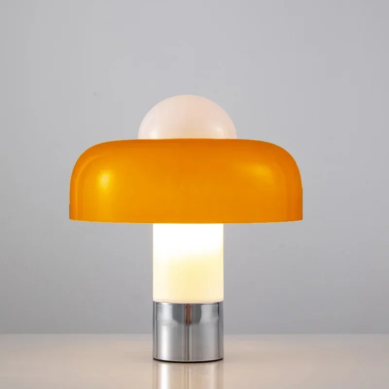 Modern Bauhaus Table Lamp Desktop Decoration Table Light Orange Glass Bedside Lamp Mushroom Floor Lamp for Living Room