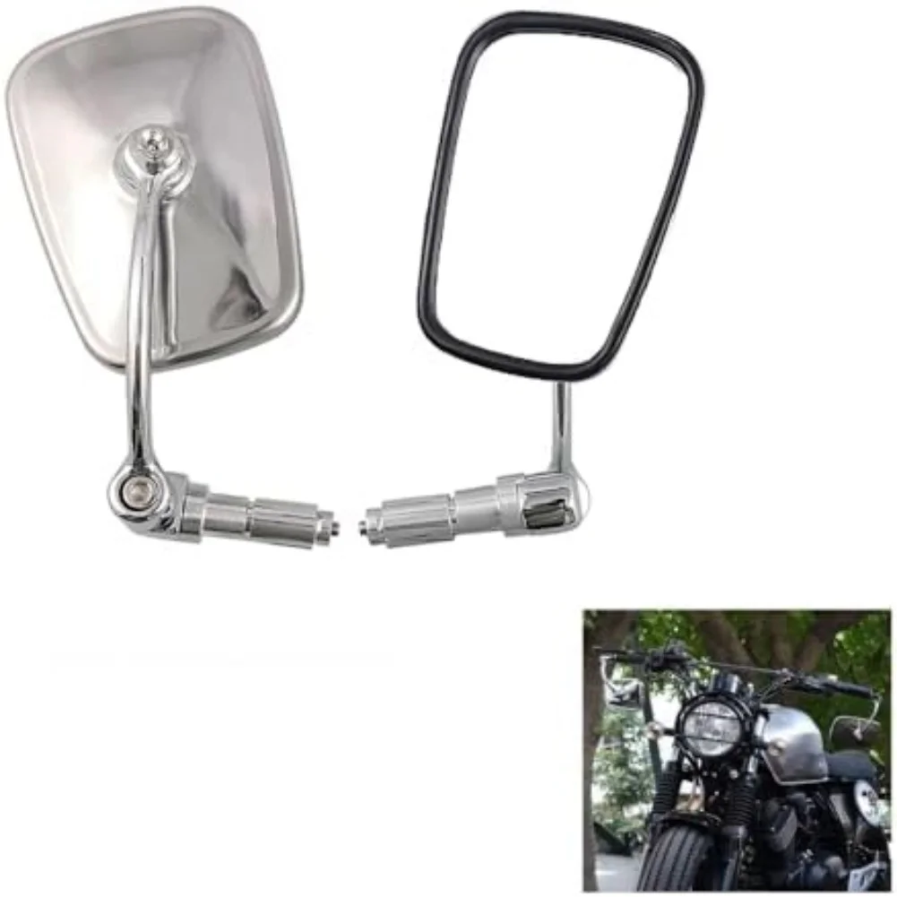 2PCS 7/8'' Motorbike Modifying Rearview Mirrors Vintage Style End Bar Mirror With Angle Adjustable Function
