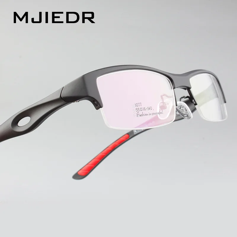 MJIEDR Spectacle Frame Attractive Mens Distinctive Design Brand Comfortable TR90 Half Frame Square Sports Glasses Frame Eyeglass