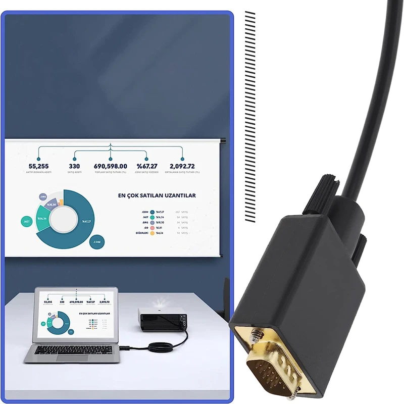 DP Male To VGA Male Cable Adapter Compatible with HP Elitebook Dell Laptop Desktop PC DisplayPort To VGA Converter Cord 1.8m